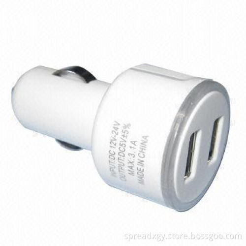 High Output Car Charger, 3.1A Maximum Output, USB 2.0 Universal Interface, 12-24V DC Input